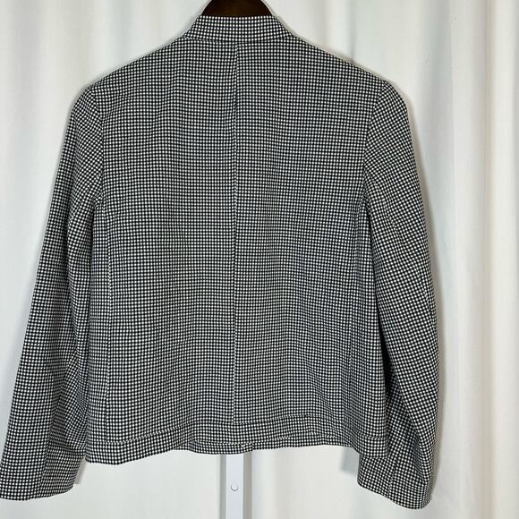 Talbots Black White Check Gingham Zip Jacket Sz 2P Petite Preppy Academia Office - Picture 7 of 10